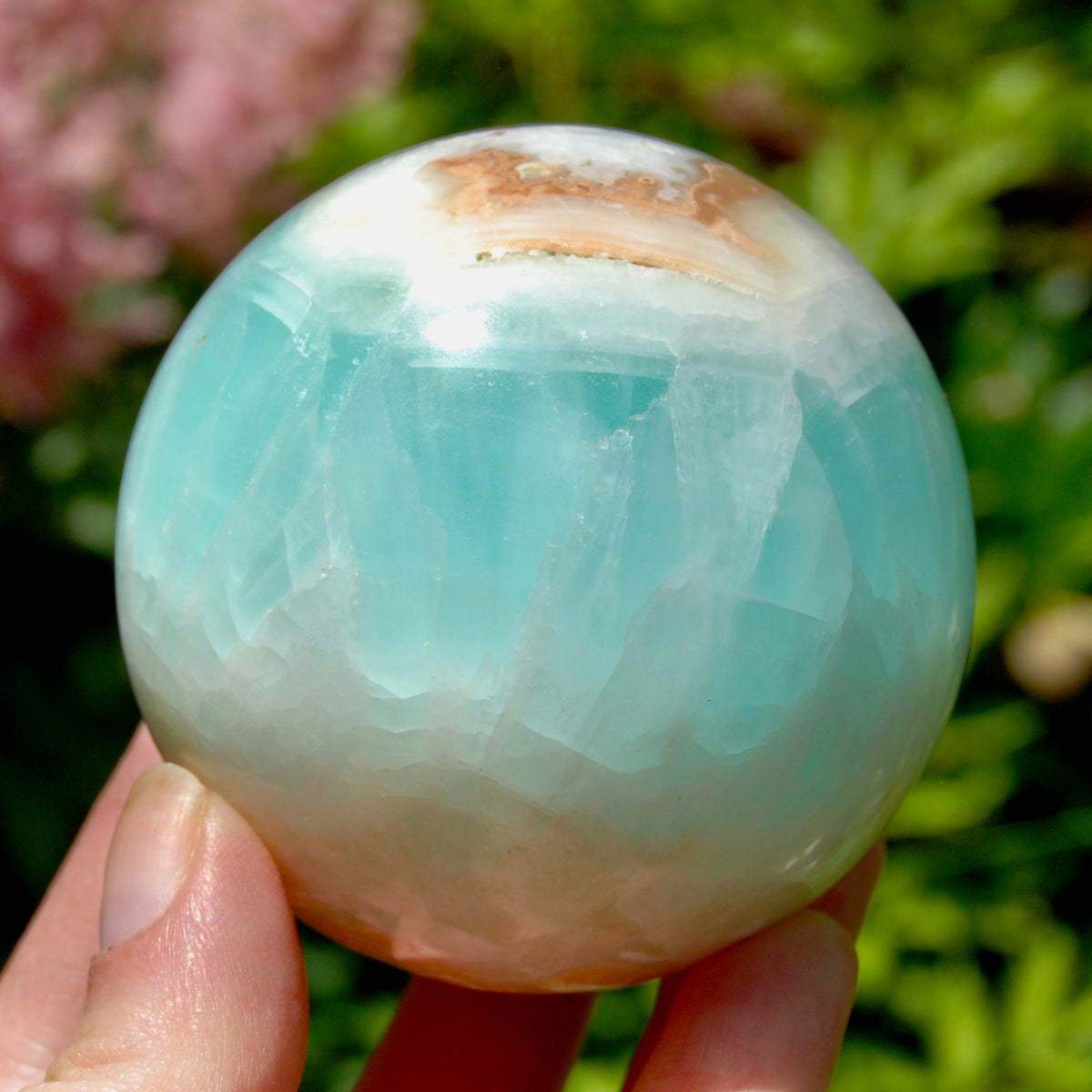 Caribbean Blue Calcite Crystal Sphere