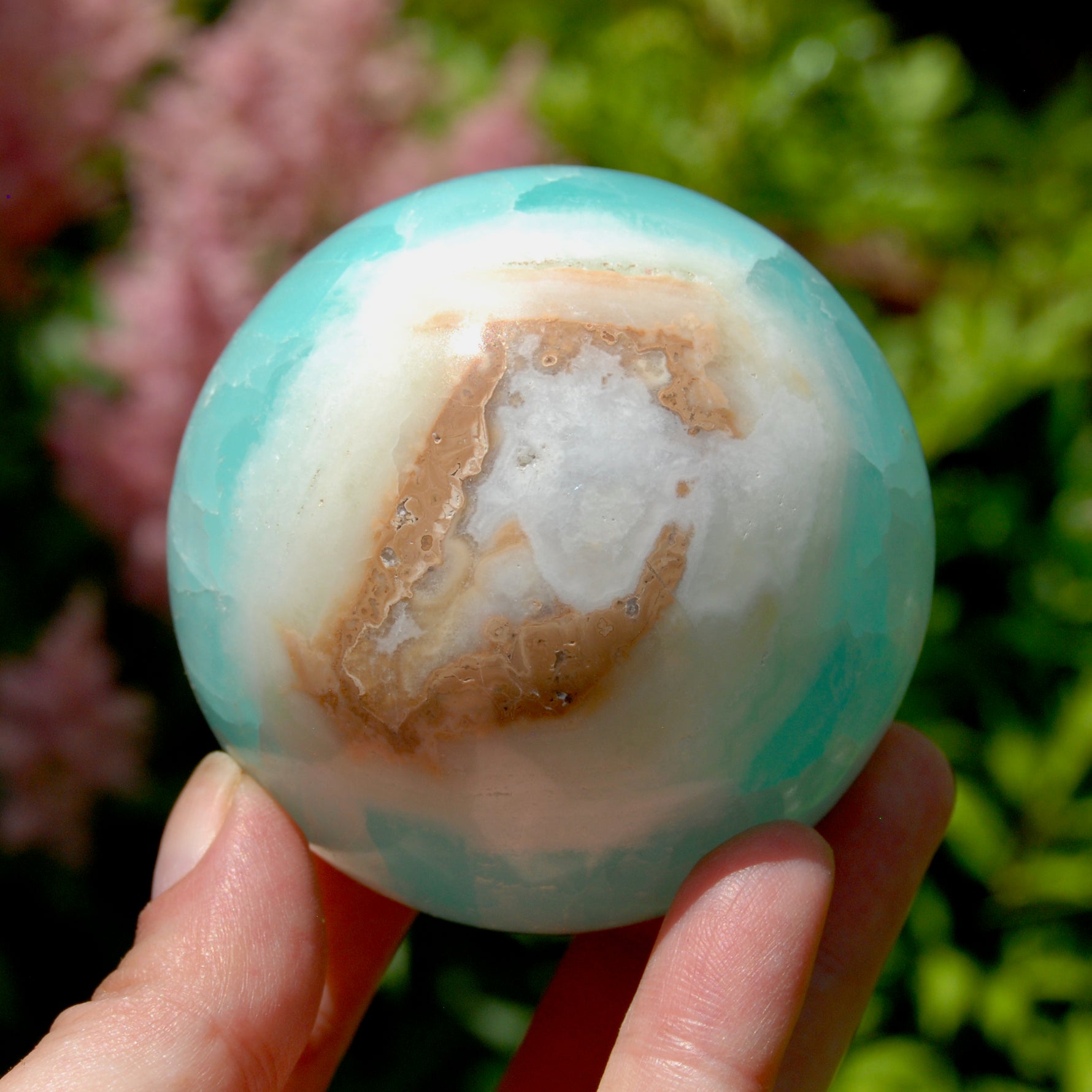 Caribbean Blue Calcite Crystal Sphere
