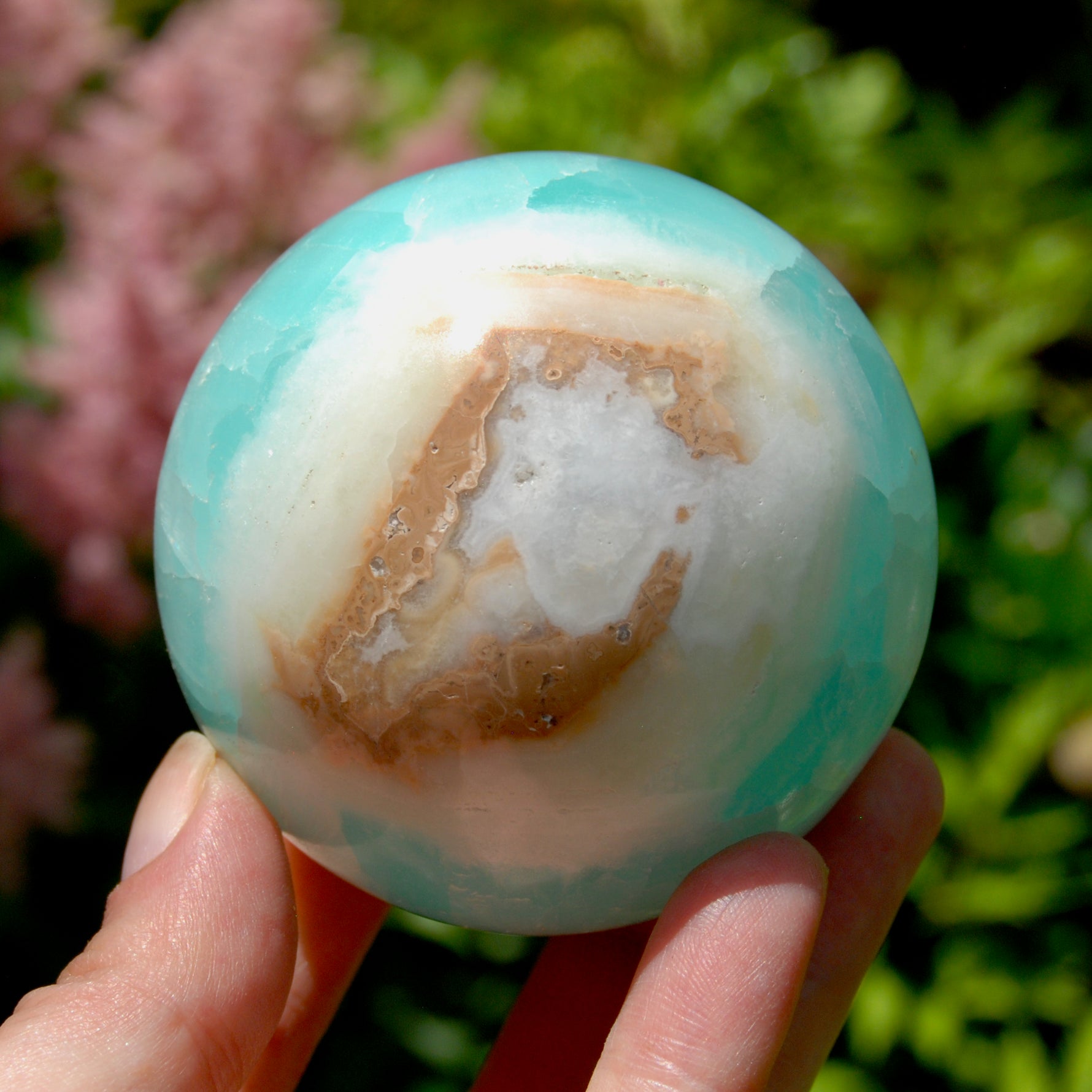 Caribbean Blue Calcite Crystal Sphere