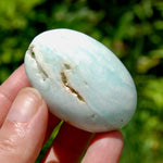 Caribbean Blue Calcite Crystal Palm Stone
