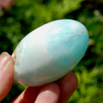 Caribbean Blue Calcite Crystal Palm Stone, Caribbean Calcite Shiva Lingum