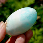 Caribbean Blue Calcite Crystal Palm Stone, Caribbean Calcite Shiva Lingum