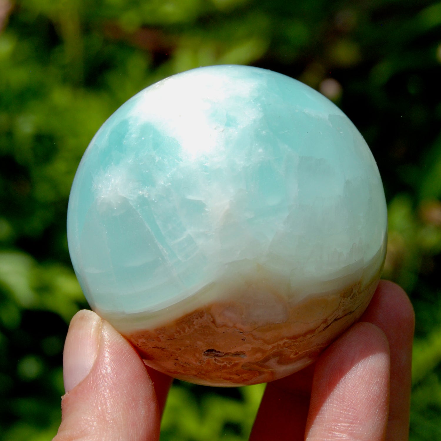 Caribbean Blue Calcite Crystal Sphere