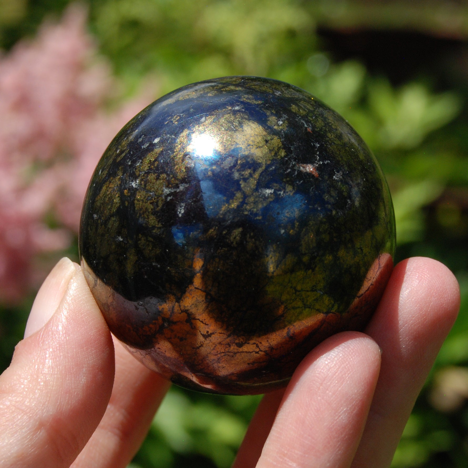 Rare Purple Covellite Pyrite Crystal Sphere