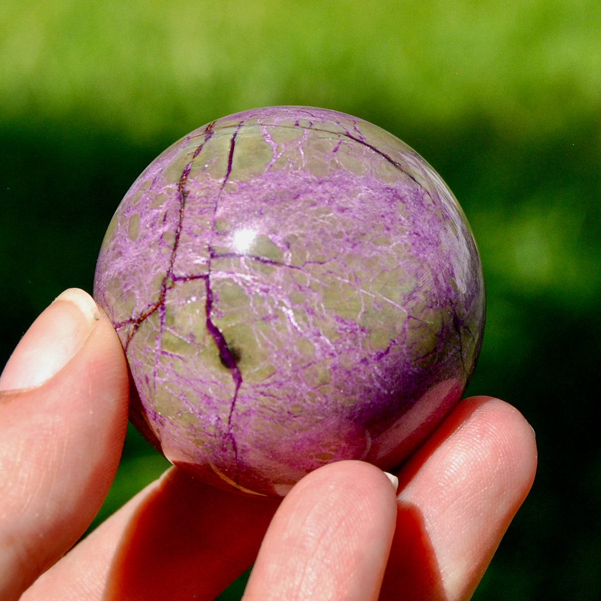 Atlantisite Crystal Sphere, 106g Stichtite Serpentine from South Africa for sale