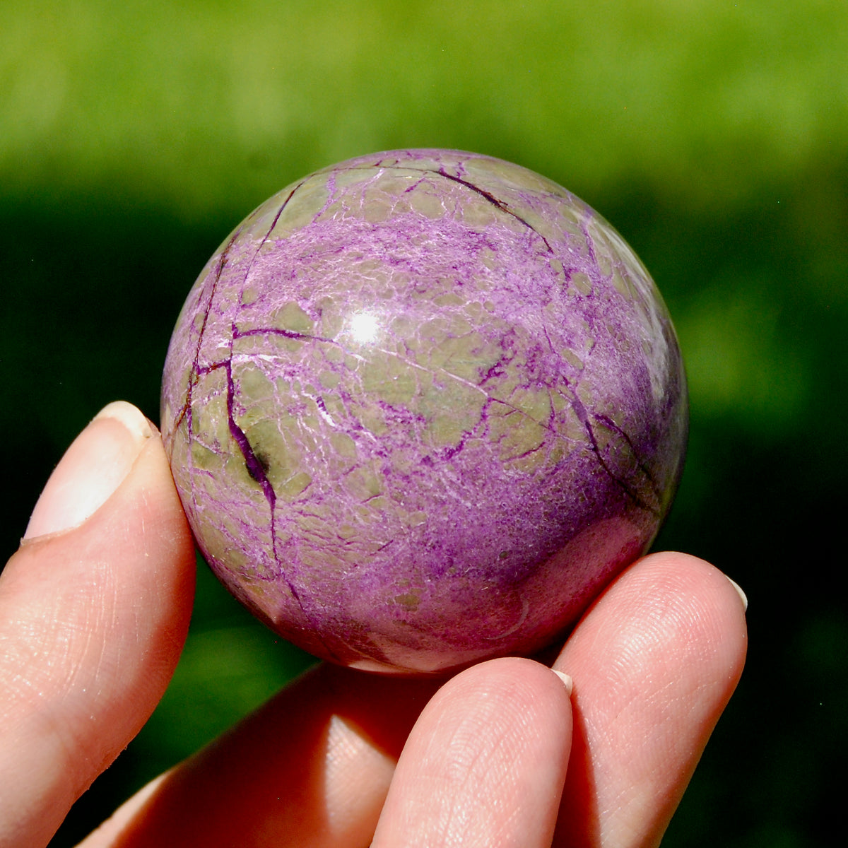 Atlantisite Crystal Sphere, 106g Stichtite Serpentine from South Africa for sale