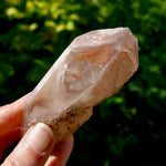 4in 176g DT Pink Lithium Lemurian Quartz Crystal, Dreamcoat Tabby Hematoid Includions from Brazil for sale