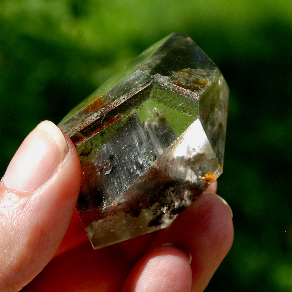 Blue Amphibole Lodolite Crystal Freeform, 53g Shamanic Dreamstone, Scenic Garden Quartz from Brazil for sale