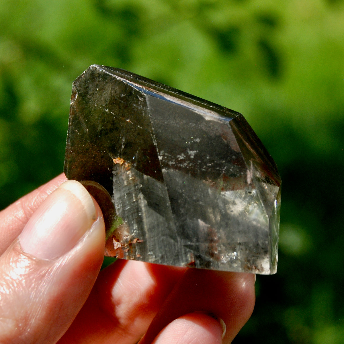 Blue Amphibole Lodolite Crystal Freeform, 53g Shamanic Dreamstone, Scenic Garden Quartz from Brazil for sale