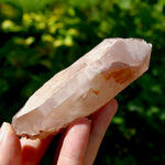 4in 176g DT Pink Lithium Lemurian Quartz Crystal, Dreamcoat Tabby Hematoid Includions from Brazil for sale
