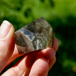 Blue Amphibole Lodolite Crystal Freeform, 53g Shamanic Dreamstone, Scenic Garden Quartz from Brazil for sale