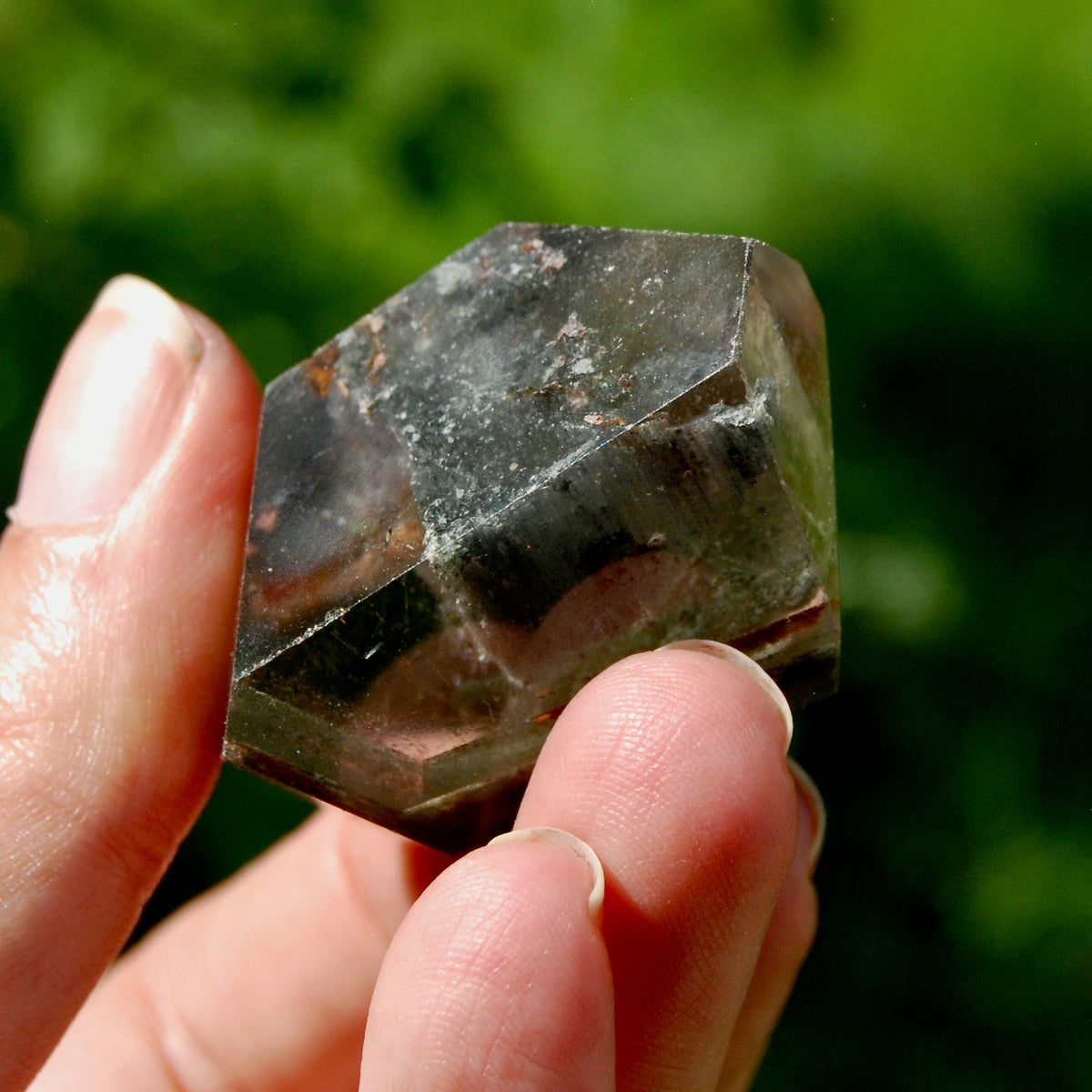 Blue Amphibole Lodolite Crystal Freeform, 53g Shamanic Dreamstone, Scenic Garden Quartz from Brazil for sale