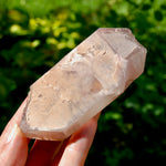 4in 176g DT Pink Lithium Lemurian Quartz Crystal, Dreamcoat Tabby Hematoid Includions from Brazil for sale