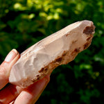 4in 176g DT Pink Lithium Lemurian Quartz Crystal, Dreamcoat Tabby Hematoid Includions from Brazil for sale