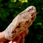 4in 176g DT Pink Lithium Lemurian Quartz Crystal, Dreamcoat Tabby Hematoid Includions from Brazil for sale