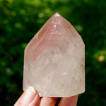 Chunky Pink Lithium Quartz Crystal Tower for sale, 2.8in Dreamy Devic Temple, Brazil