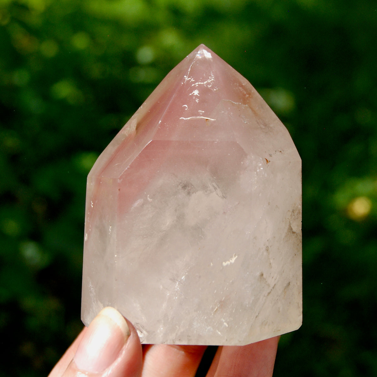 Chunky Pink Lithium Quartz Crystal Tower for sale, 2.8in Dreamy Devic Temple, Brazil