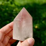 Chunky Pink Lithium Quartz Crystal Tower for sale, 2.8in Dreamy Devic Temple, Brazil