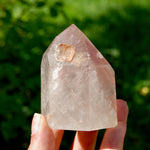 Chunky Pink Lithium Quartz Crystal Tower for sale, 2.8in Dreamy Devic Temple, Brazil