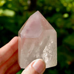 Chunky Pink Lithium Quartz Crystal Tower for sale, 2.8in Dreamy Devic Temple, Brazil