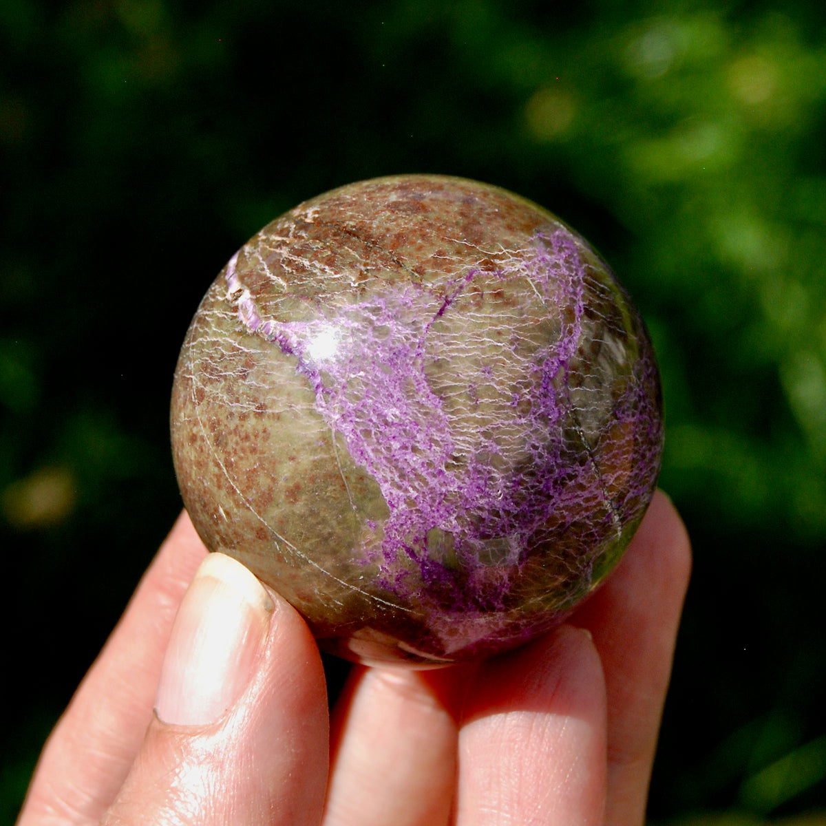 Atlantisite Crystal Sphere, 110g Stichtite Serpentine from South Africa for sale