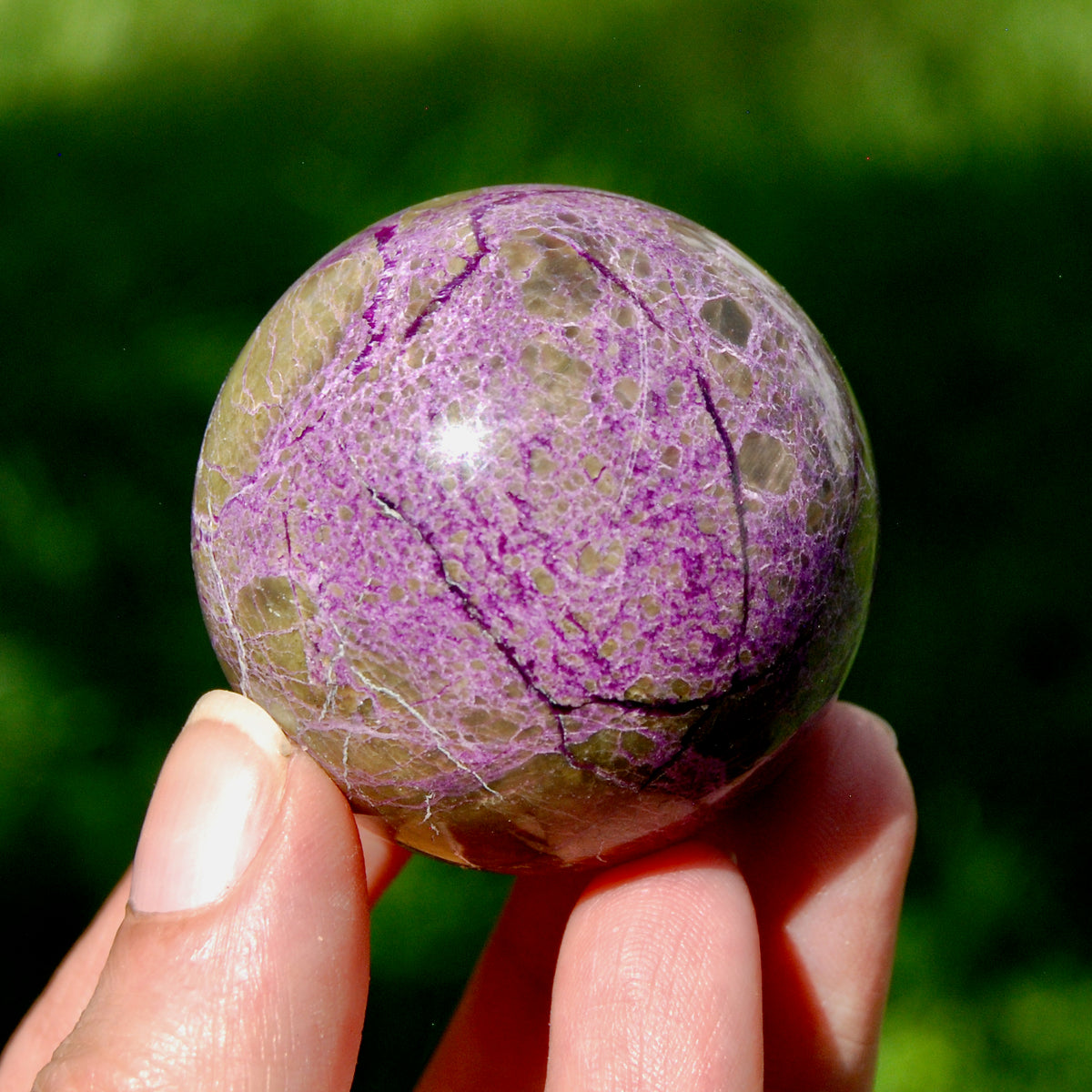 Atlantisite Crystal Sphere, 110g Stichtite Serpentine from South Africa for sale