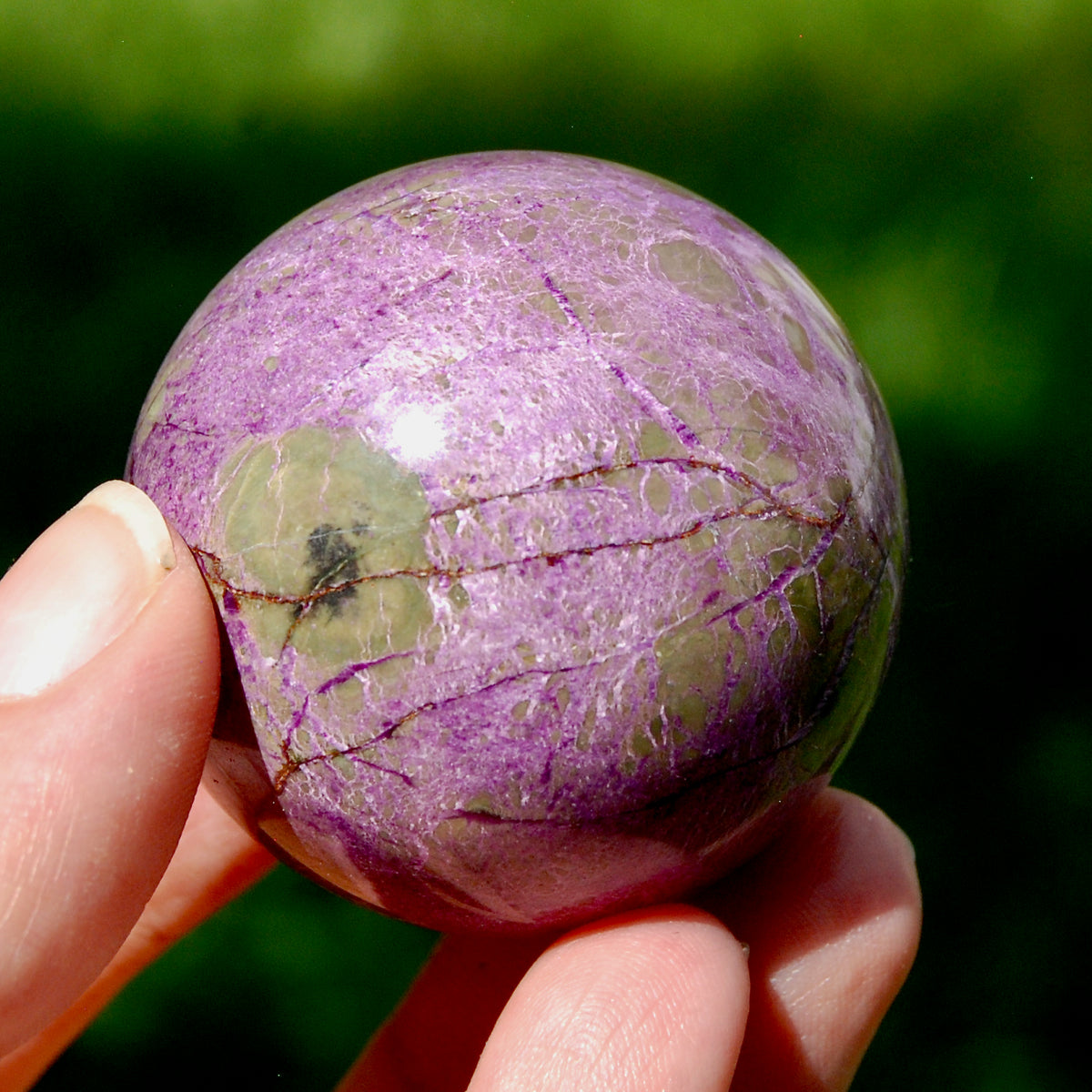 Atlantisite Crystal Sphere, 106g Stichtite Serpentine from South Africa for sale