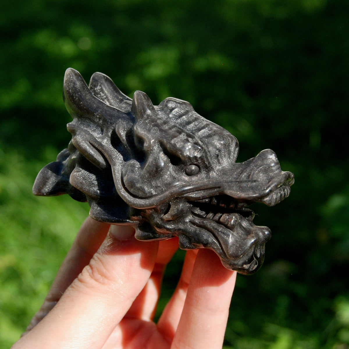 Silver Sheen Obsidian Crystal Dragon Head for sale