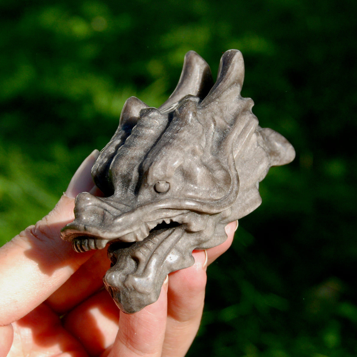 Silver Sheen Obsidian Crystal Dragon Head for sale