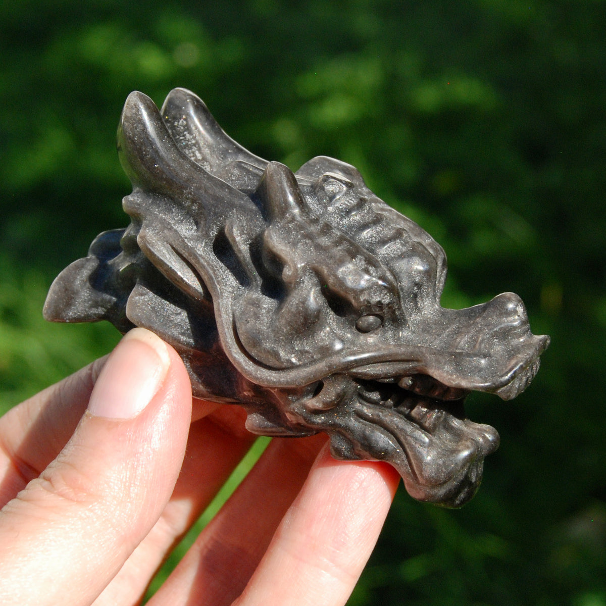 Silver Sheen Obsidian Crystal Dragon Head for sale