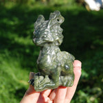 Serpentine Crystal Chimera Carving for sale