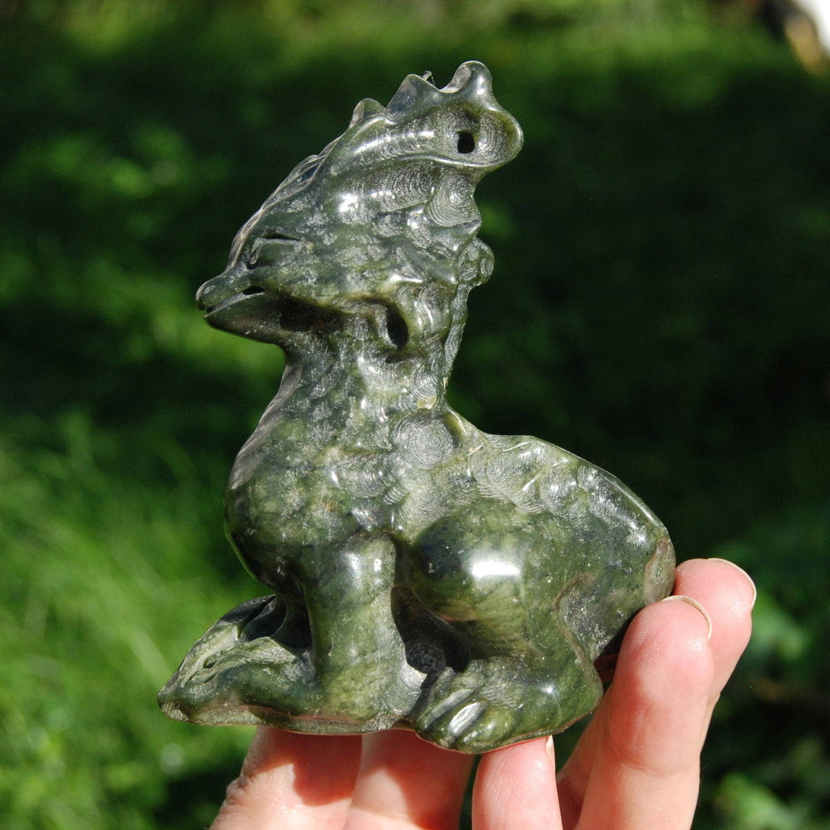 Serpentine Crystal Chimera Carving for sale