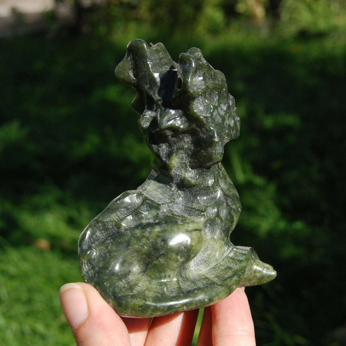 Serpentine Crystal Chimera Carving for sale