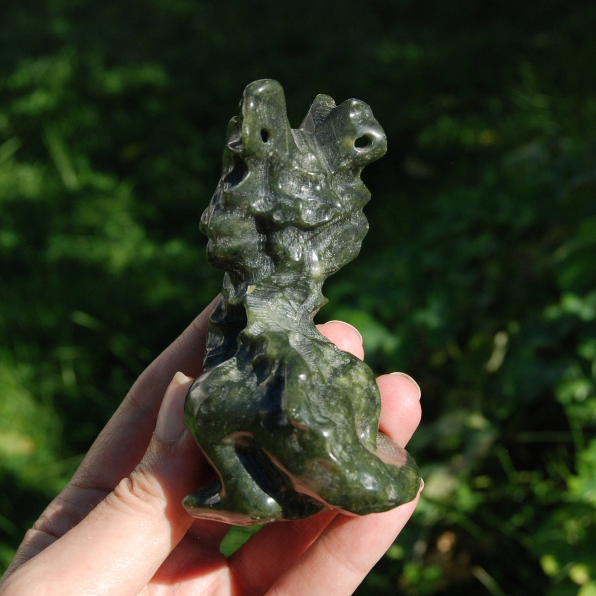 Serpentine Crystal Chimera Carving for sale