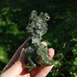 Serpentine Crystal Chimera Carving for sale