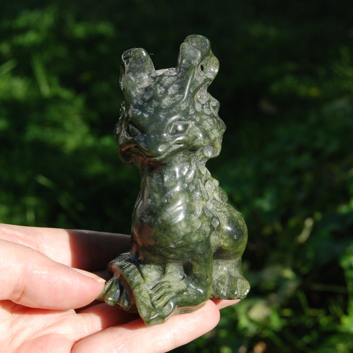 Serpentine Crystal Chimera Carving for sale