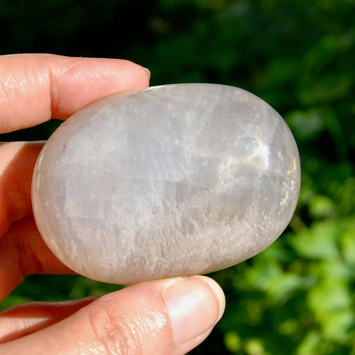Blue Rose Quartz Crystal Palm Stone 2.4in for sale