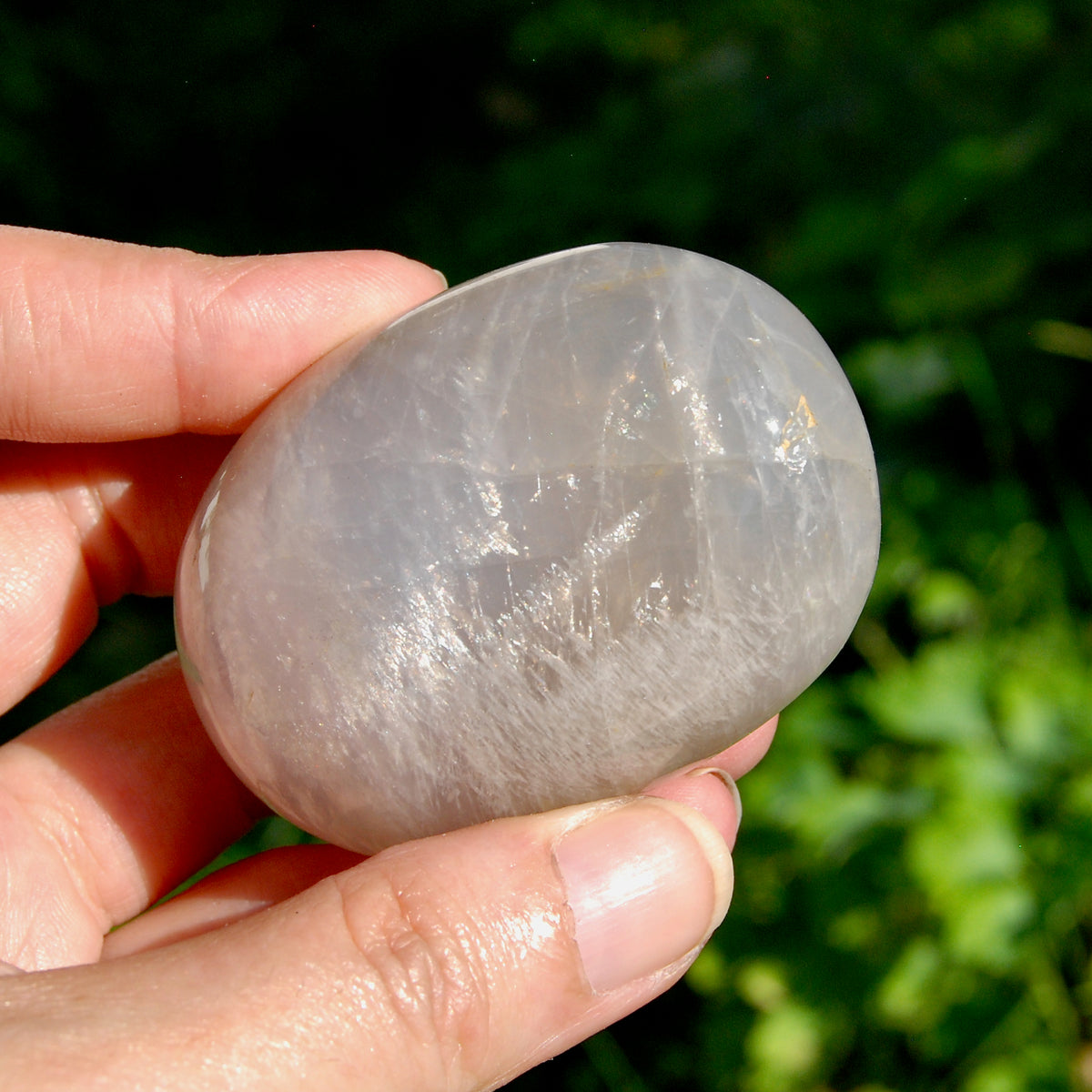 Blue Rose Quartz Crystal Palm Stone 2.4in for sale