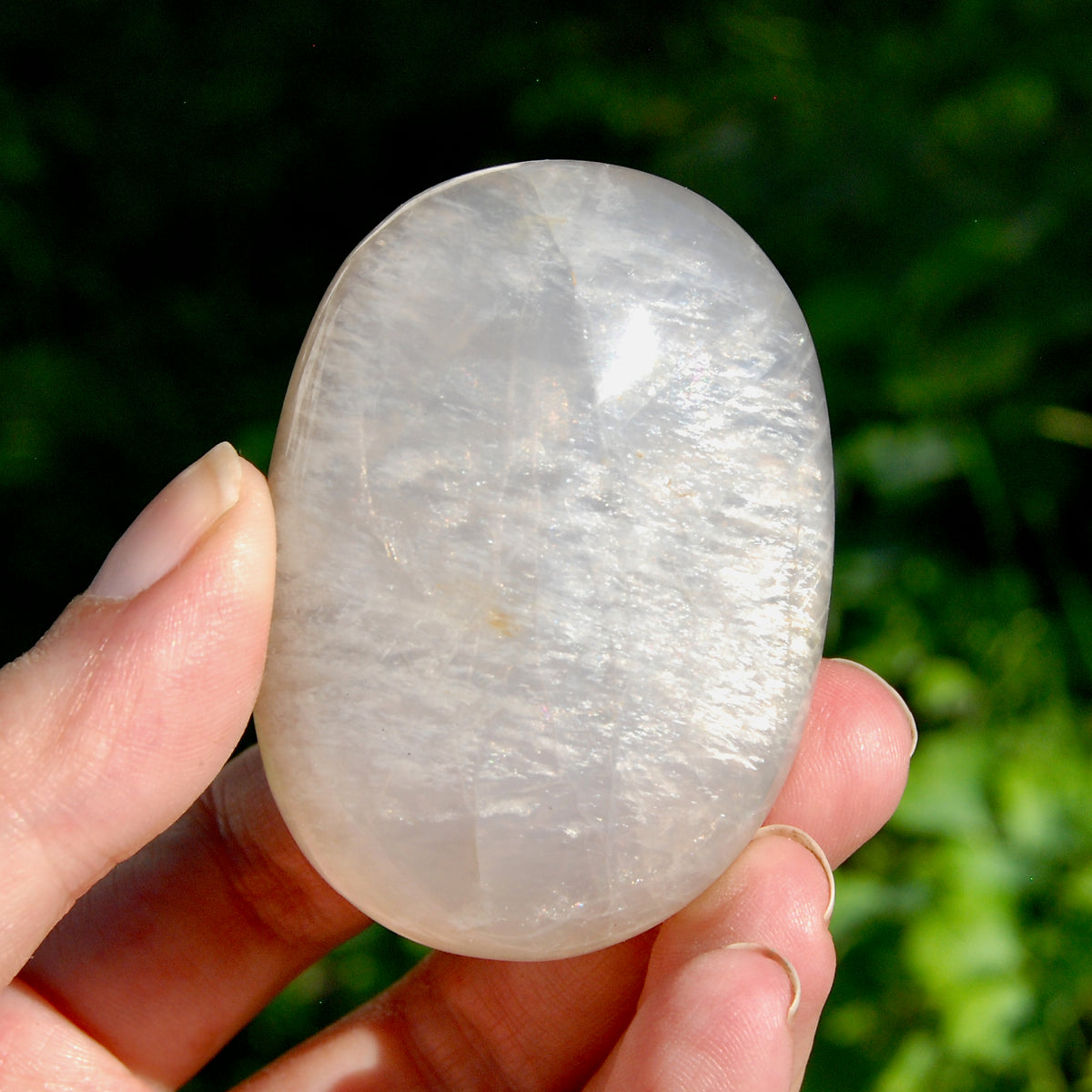 Blue Rose Quartz Crystal Palm Stone 2.4in for sale