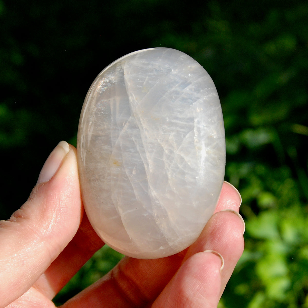Blue Rose Quartz Crystal Palm Stone 2.4in for sale