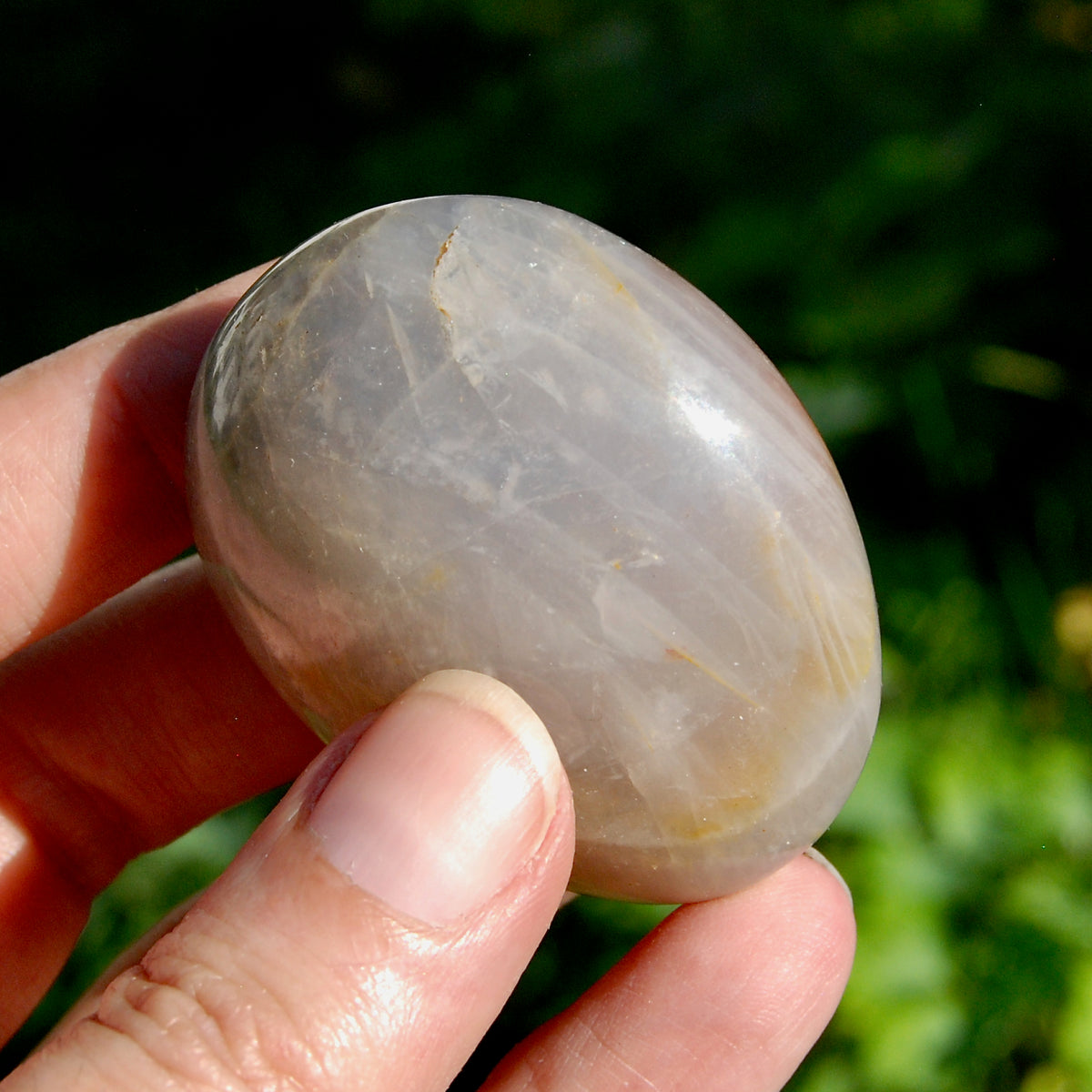 Blue Rose Quartz Crystal Palm Stone 2in for sale