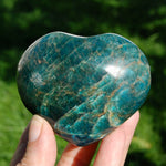 Blue Apatite Crystal Heart Shaped Palm Stone 3in 303g for sale