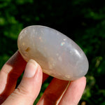 Blue Rose Quartz Crystal Palm Stone 2.7in 120g for sale