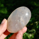 Blue Rose Quartz Crystal Palm Stone 2.7in 120g for sale