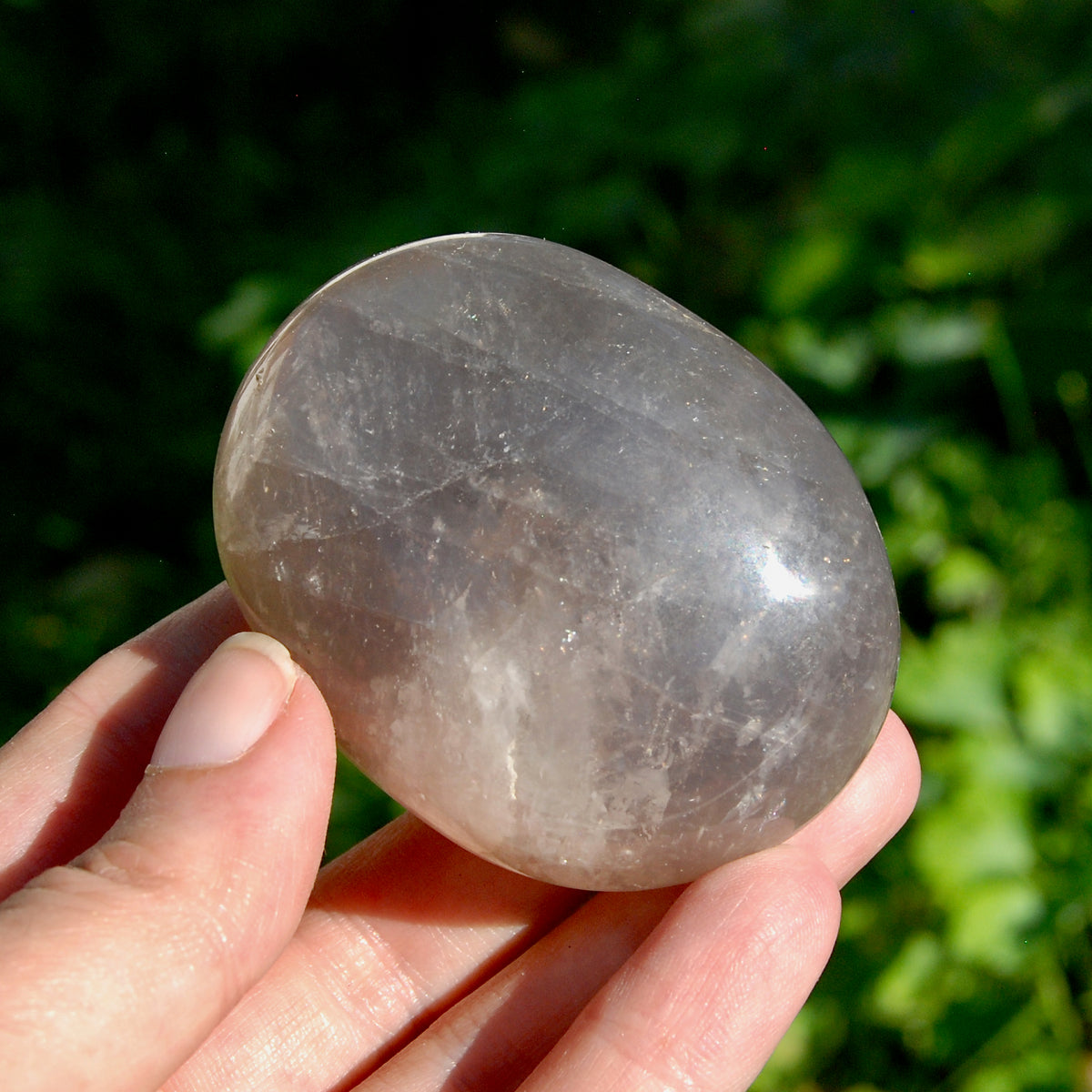 Blue Rose Quartz Crystal Palm Stone 2.5in 137g for sale