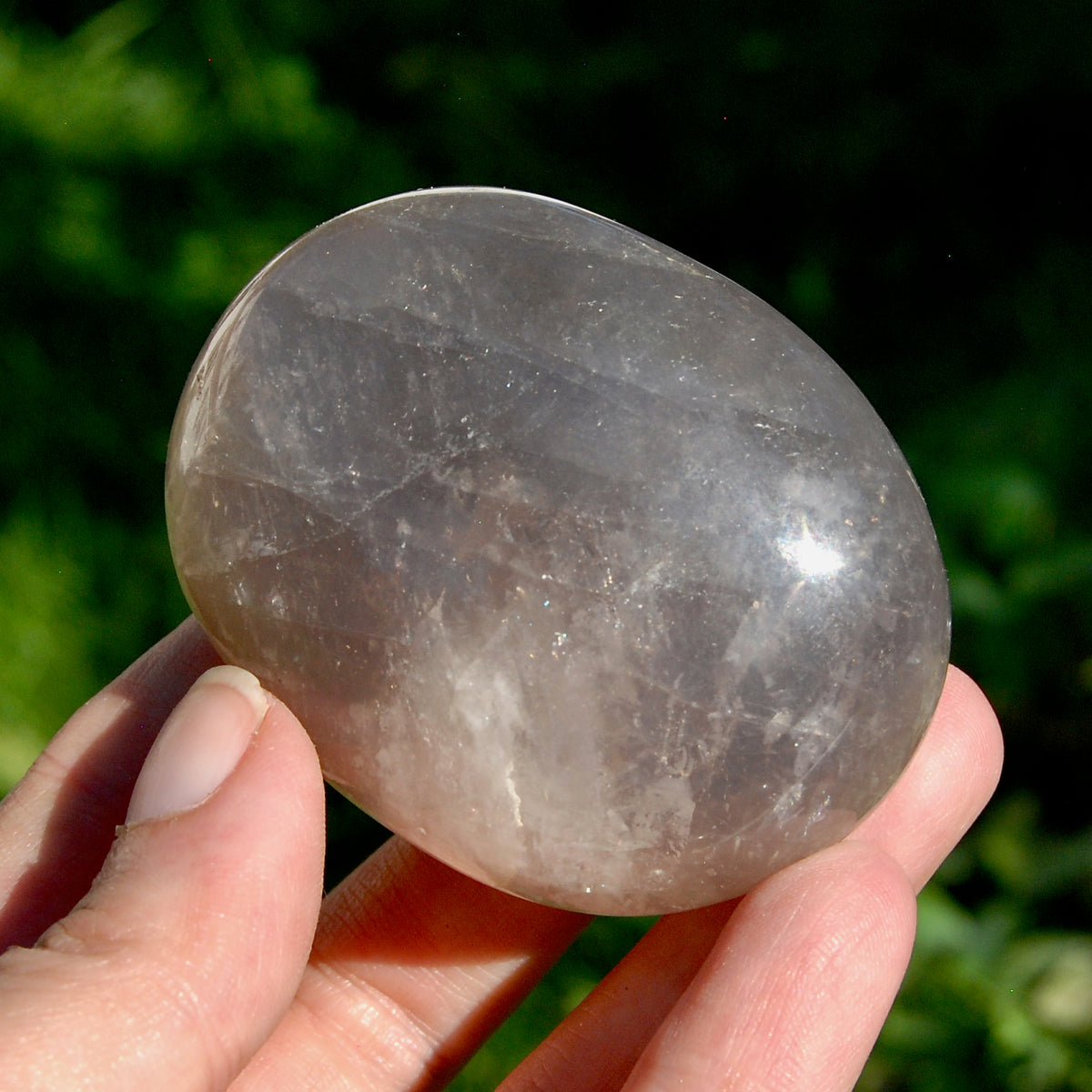 Blue Rose Quartz Crystal Palm Stone 2.5in 137g for sale