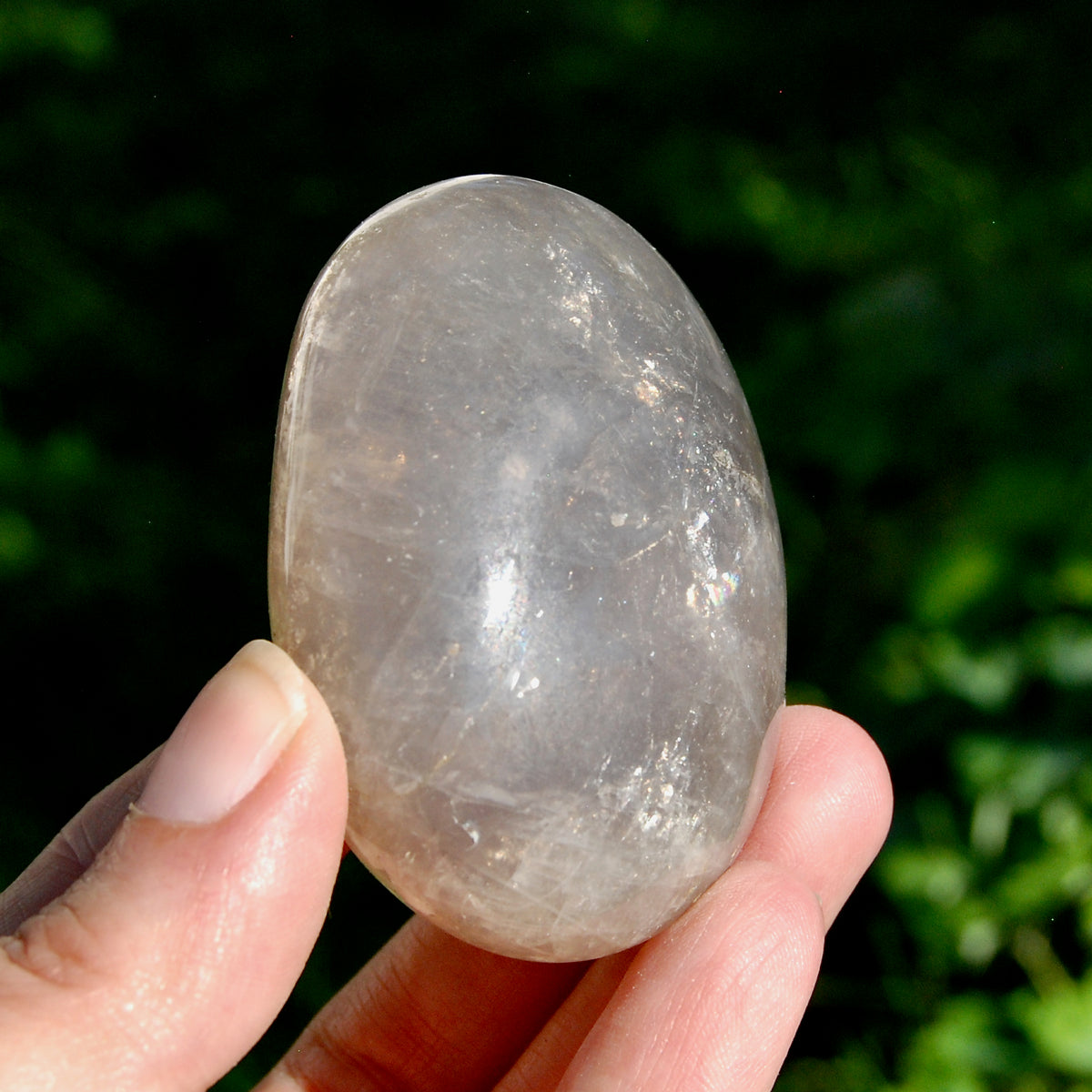 Blue Rose Quartz Crystal Palm Stone 2.5in 137g for sale