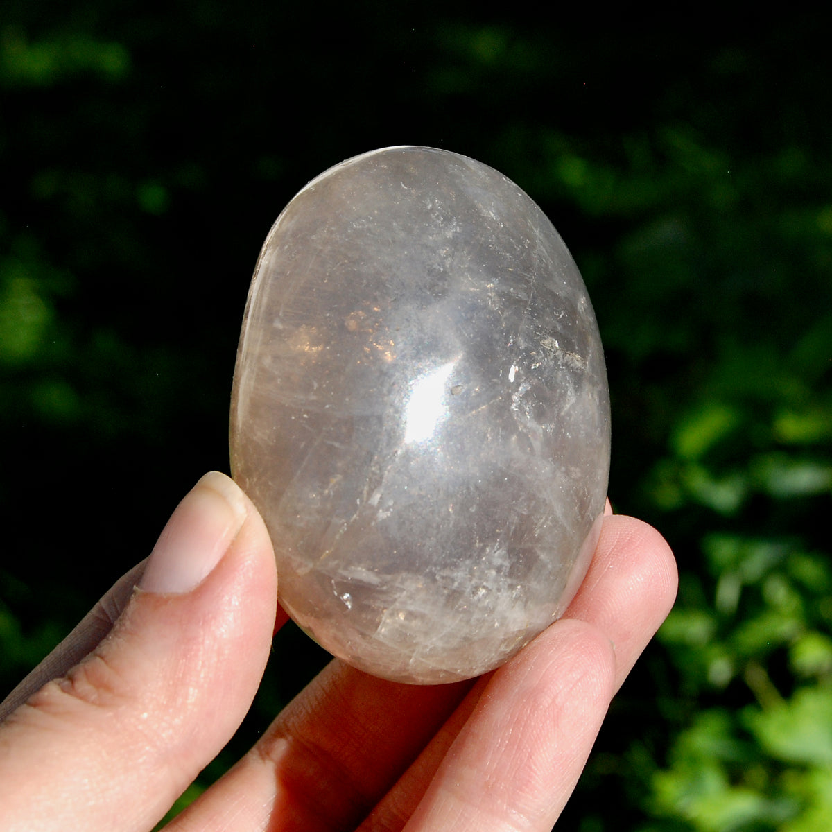 Blue Rose Quartz Crystal Palm Stone 2.5in 137g for sale