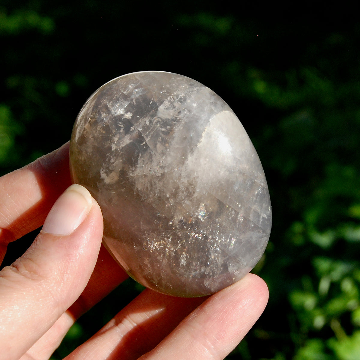 Blue Rose Quartz Crystal Palm Stone 2.5in 137g for sale