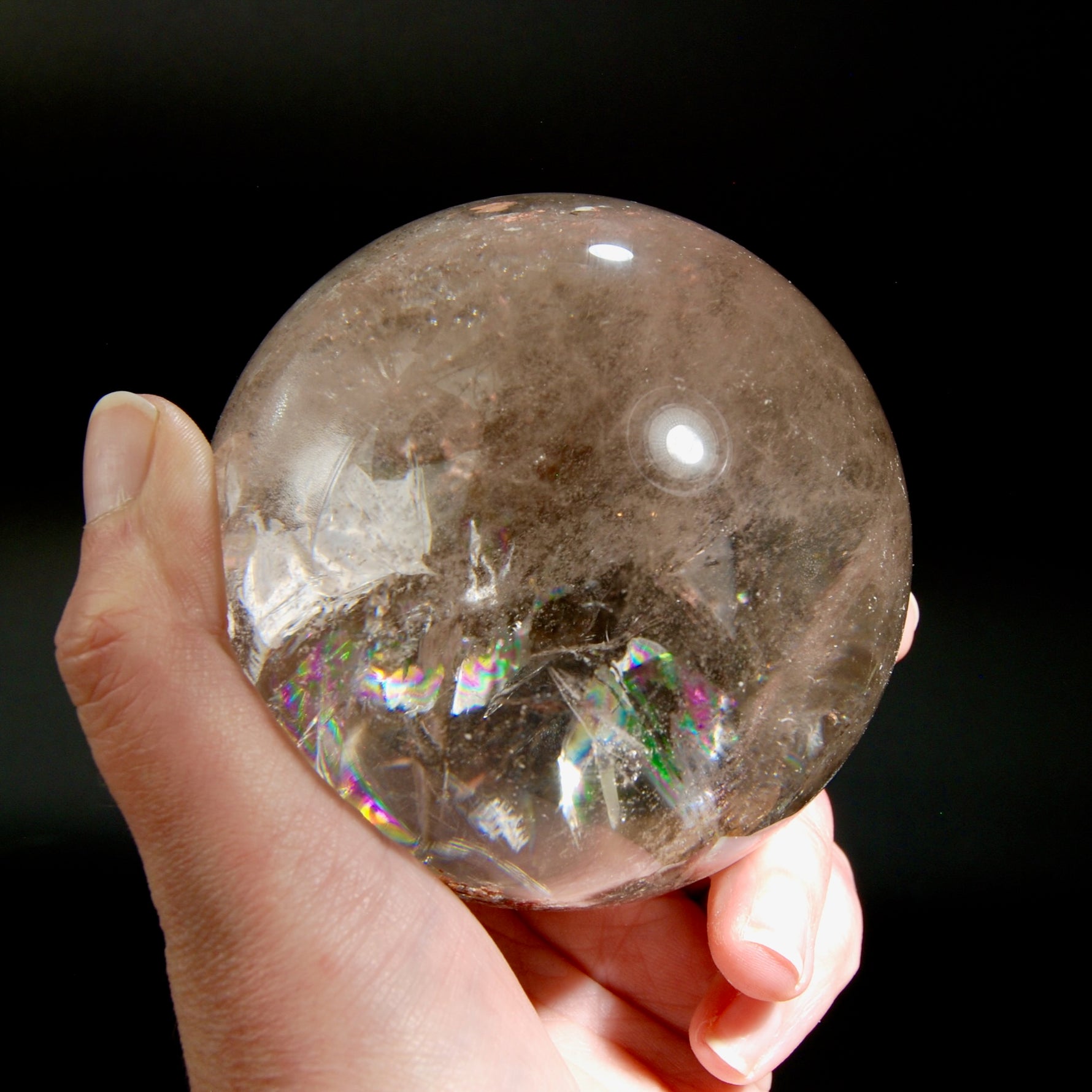 Huge Rainbow Smoky Quartz Crystal Sphere